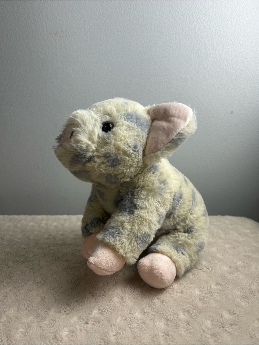 Applause Gray Spots Pig Plush Stuffed Animal Toy Cream Pink Piggy Piglet